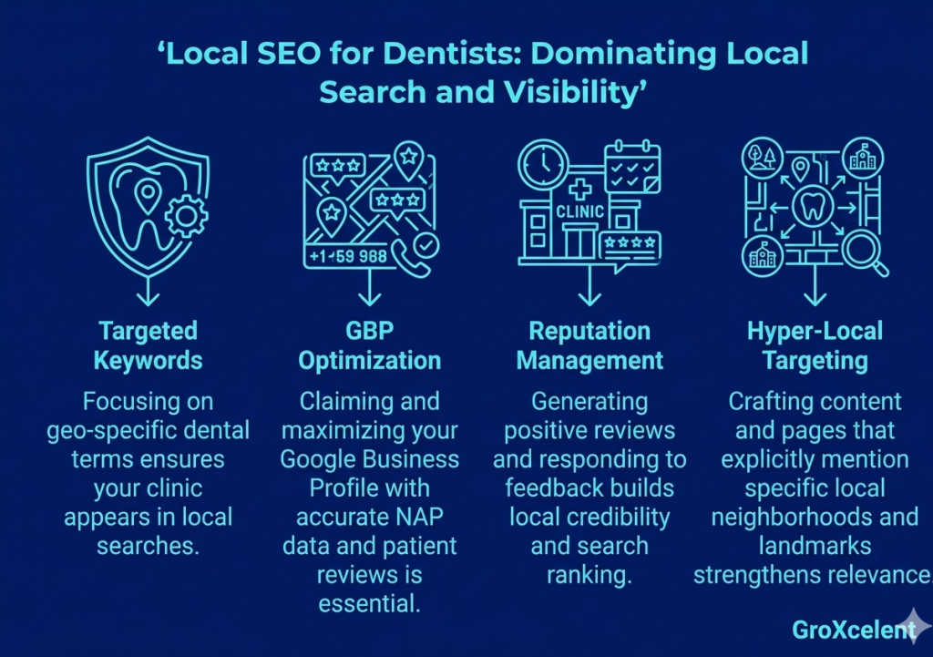 Dominating local search through local SEO.